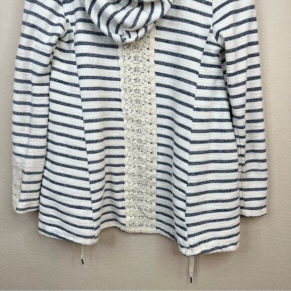 Anthropologie-Saturday Sunday Womens XS  Striped Cardigan Hood Layered Lace Boho - Picture 7 of 15